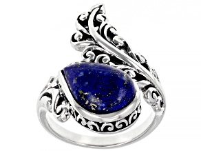 Cabochon Blue Lapis Lazuli Oxidized Sterling Silver Ring 13x9mm