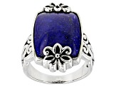 Blue Lapis Lazuli Oxidized Sterling Silver Ring 18x13mm