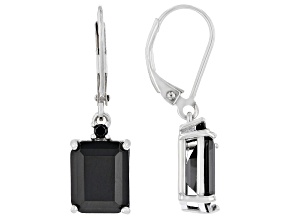 Black Spinel Rhodium Over Sterling Silver Earrings 7.50ctw