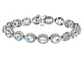 Sky Blue Topaz With Diamond Accent Rhodium Over Sterling Silver Tennis Bracelet 15.18ctw