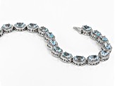 Sky Blue Topaz With Diamond Accent Rhodium Over Sterling Silver Tennis Bracelet 15.18ctw