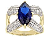 Blue Lab Created Spinel 18K Yellow Gold Over Sterling Silver Ring 4.89ctw