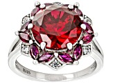 Red Lab Created Ruby Rhodium Over Silver Ring 6.69ctw