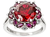 Red Lab Created Ruby Rhodium Over Silver Ring 6.69ctw