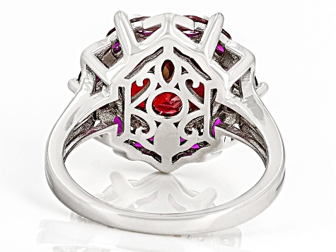 Red Lab Created Ruby Rhodium Over Silver Ring 6.69ctw