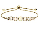 Multicolor Ethiopian Opal 18k Yellow Gold Over Sterling Silver Bolo Bracelet 1.94ctw