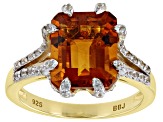 Orange Madeira Citrine 18K Yellow Gold Over Silver Ring 3.85ctw