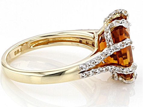 Orange Madeira Citrine 18K Yellow Gold Over Silver Ring 3.85ctw