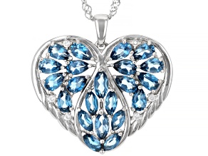 London Blue Topaz Rhodium Over Sterling Silver Pendant With Chain 4.86ctw