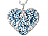 London Blue Topaz Rhodium Over Sterling Silver Pendant With Chain 4.86ctw