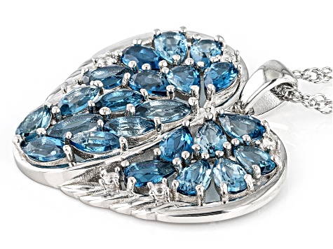 London Blue Topaz Rhodium Over Sterling Silver Pendant With Chain 4.86ctw