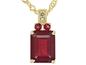 Red Mahaleo® Ruby 18K Yellow Gold Over Sterling Silver Pendant With Chain 3.08ctw