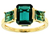 Green Lab Created Emerald 18k Yellow Gold Over Sterling Silver Ring 2.76ctw