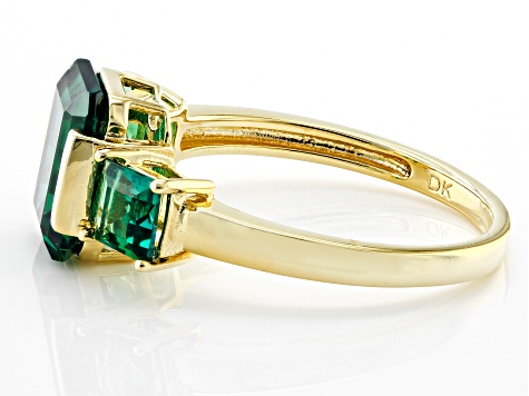 Green Lab Created Emerald 18k Yellow Gold Over Sterling Silver Ring 2 ...