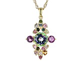 Mystic Fire® Green Topaz 18k Yellow Gold Over Sterling Silver Pendant With Chain 3.28ctw