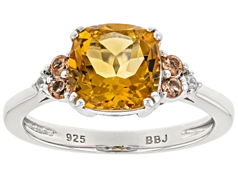 Golden Citrine Rhodium Over Sterling Silver Ring 1.95ctw