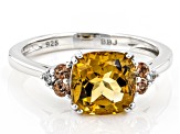 Golden Citrine Rhodium Over Sterling Silver Ring 1.95ctw