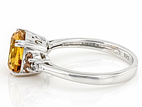 Golden Citrine Rhodium Over Sterling Silver Ring 1.95ctw