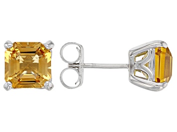 Citrine Round 10K Yellow Gold Stud Earrings 3.50ctw