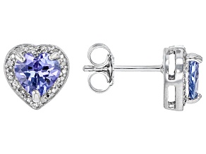 Blue Tanzanite Platinum Over Sterling Silver Stud Earrings 1.28ctw