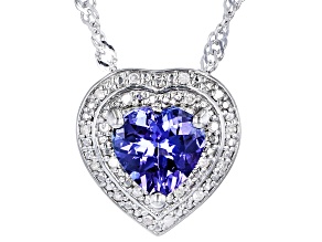 Blue Tanzanite Platinum Over Sterling Silver Pendant With Chain 0.95ctw