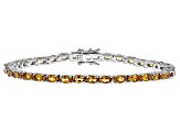 Yellow Citrine Rhodium Over Sterling Silver Tennis Bracelet 6.55ctw