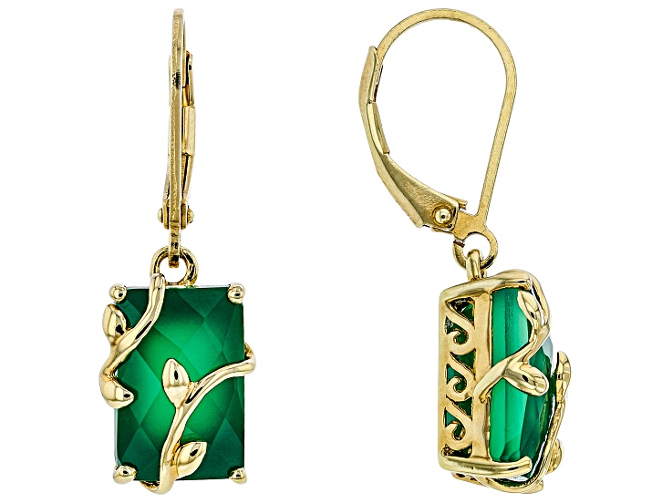 Green Onyx 18k Yellow Gold Over Sterling Silver Earrings