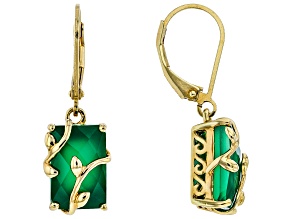 Green Onyx 18k Yellow Gold Over Sterling Silver Earrings