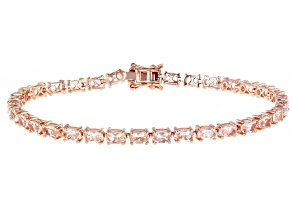 Pink Morganite 18K Rose Gold Over Sterling Silver Tennis Bracelet 5.98ctw
