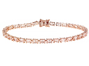 Peach Morganite 18K Rose Gold Over Sterling Silver Tennis Bracelet 5.98ctw