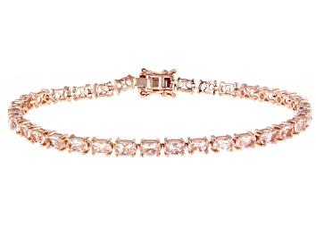 Picture of Peach Morganite 18K Rose Gold Over Sterling Silver Tennis Bracelet 5.40ctw