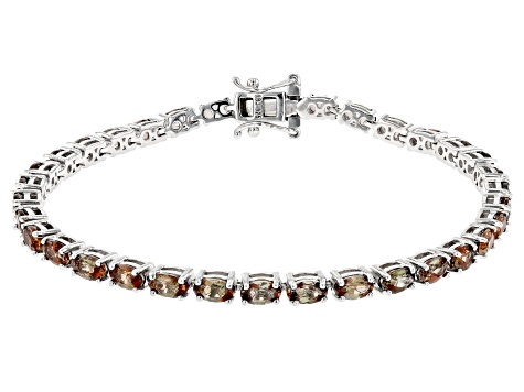 Andalusite Rhodium Over Sterling Silver Tennis Bracelet 7.40ctw