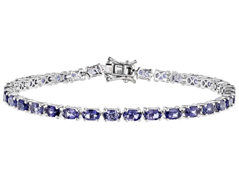 Iolite Rhodium Over Sterling Silver Tennis Bracelet 7.40ctw