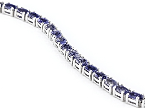Iolite Rhodium Over Sterling Silver Tennis Bracelet 7.40ctw