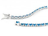 Neon Apatite Rhodium Over Sterling Silver Tennis Bracelet 6.27ctw