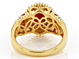 Red Lab Created Ruby With White Diamond 18K Yellow Gold Over Sterling Silver Ring 1.98ctw