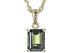 Green Moldavite 18k Yellow Gold Over Sterling Silver Pendant With Chain 1.53ct