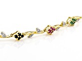 Multicolor Multi-Stone 18K Yellow Gold Over Sterling Silver Bracelet 1.39ctw