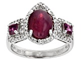 Red Indian Star Ruby Rhodium Over Sterling Silver Ring .51ctw