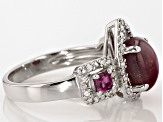 Red Indian Star Ruby Rhodium Over Sterling Silver Ring .51ctw