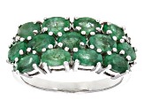 Green Zambian Emerald Rhodium Over Sterling Silver Ring 2.87ctw