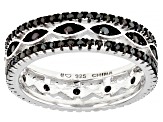 Black Spinel Rhodium Over Sterling Silver Eternity Band .78ctw