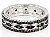Black Spinel Rhodium Over Sterling Silver Eternity Band .78ctw