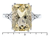 Yellow Labradorite Rhodium Over Sterling Silver Ring 5.36ctw