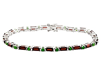 Picture of Red Garnet Rhodium Over Sterling Silver Bracelet 9.78ctw