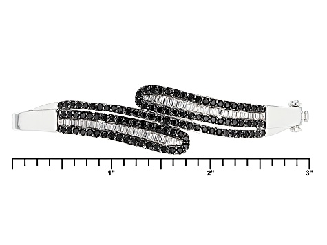 Black Spinel Sterling Silver Bypass Bangle Bracelet 3.35ctw