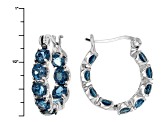 London Blue Topaz Rhodium Over Sterling Silver Hoop Earrings 4.59ctw