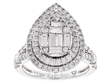 Picture of White Diamond 900 Platinum Cluster Ring 2.00ctw