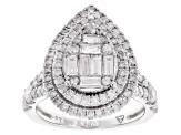 White Diamond 900 Platinum Cluster Ring 2.00ctw