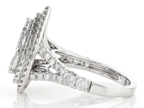 White Diamond 900 Platinum Cluster Ring 2.00ctw